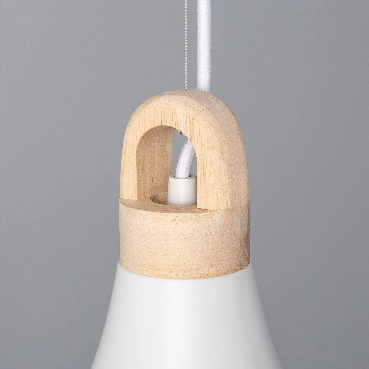 Hout hanglamp e27 fitting rond metaal wit