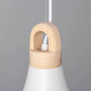 Hout hanglamp e27 fitting rond metaal wit