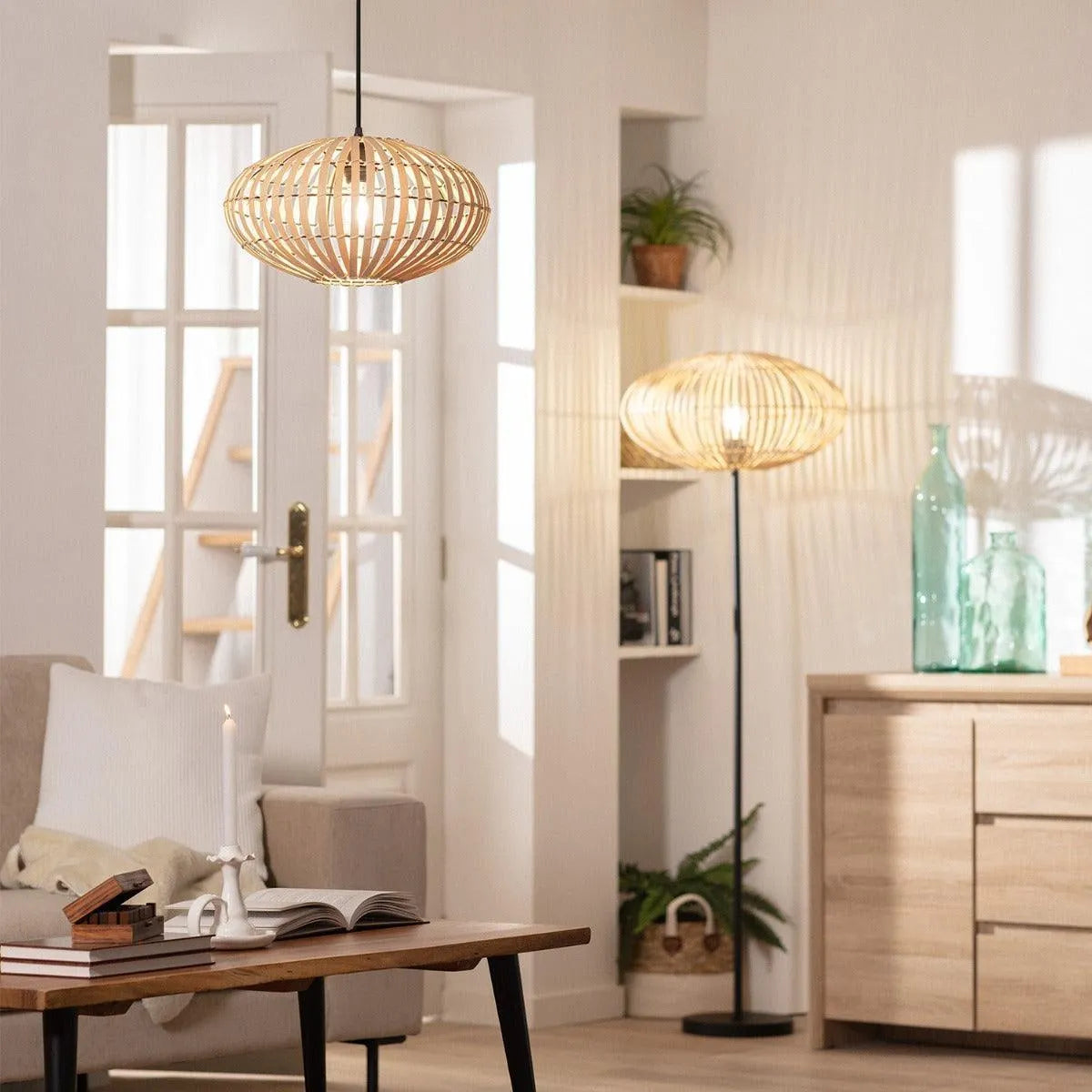 Hanglamp natuurlijk rond e27 fitting modern rond