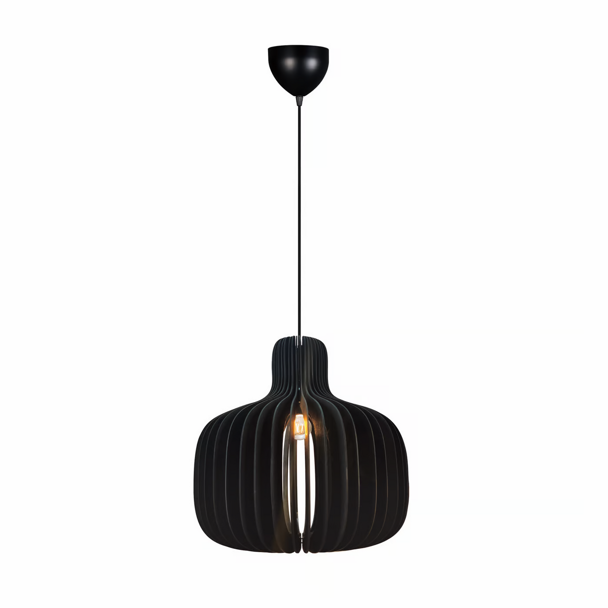 Hanglamp hout zwart 'Hazo' E27 fitting 43 cm