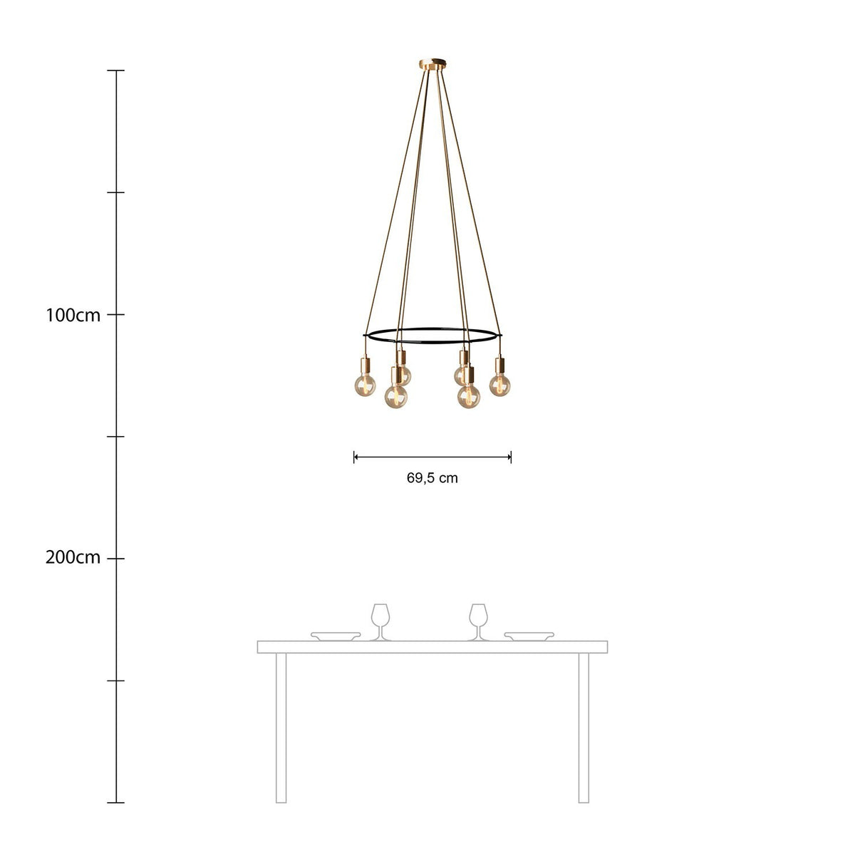 Kroonluchter modern 6x e27 rond (zonder led)