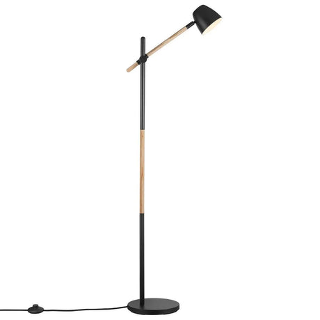 Vloerlamp hout en metaal bruin zwart e27 fitting schakelaar stekker 2112654003 theo
