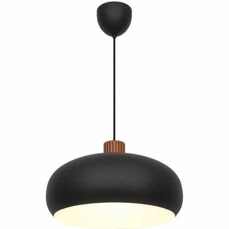 Hanglamp zwart hout Aurelio design lamp e27 42 cm - FOIR