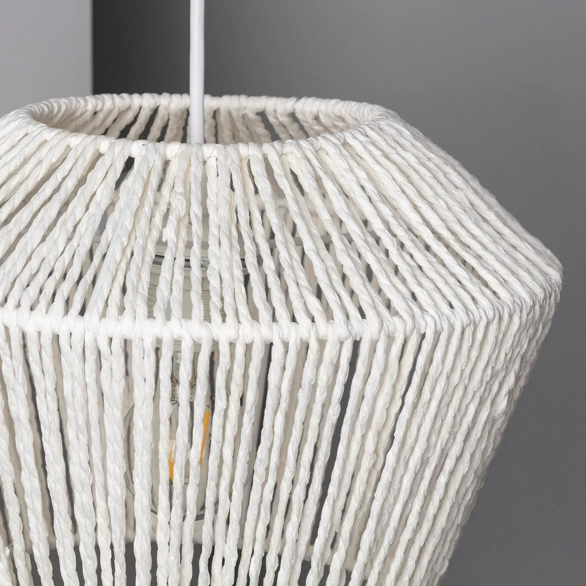 Witte hanglamp gevlochten touw hanglamp e27 fitting