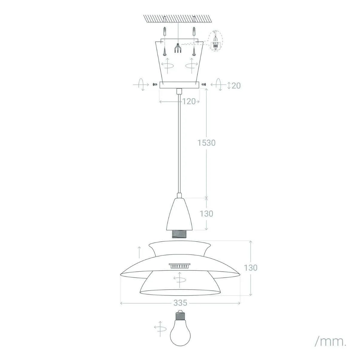 Hanglamp wit retro 'Bally' metaal E27 34 cm - FOIR