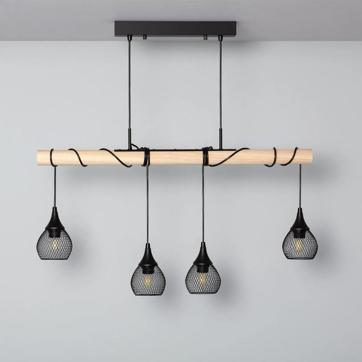 Hanglamp eettafel zwart houten tak