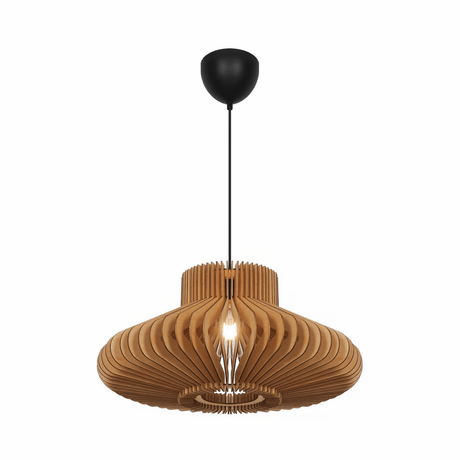 Hanglamp hout groot 'Manago' rond design e27 50cm - FOIR