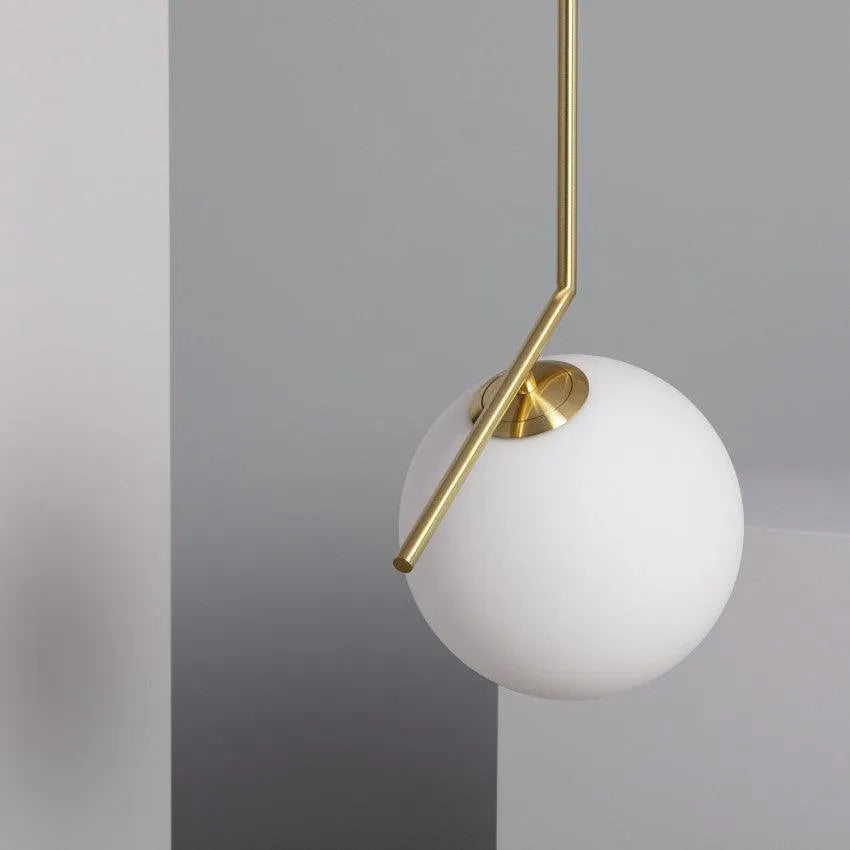 Hanglamp opaal glas moonlight 'Mono' messing E14 fitting modern 55 cm - FOIR