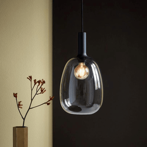 Hanglamp smokeglas 'Alton 23' Nordlux zwart smoke glas E27 fitting 23 cm - FOIR