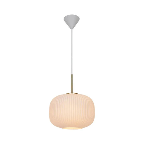 Grote hanglamp messing & opaalglas met ingebouwde E27 fitting 'Nordlux Milford 30 cm - FOIR