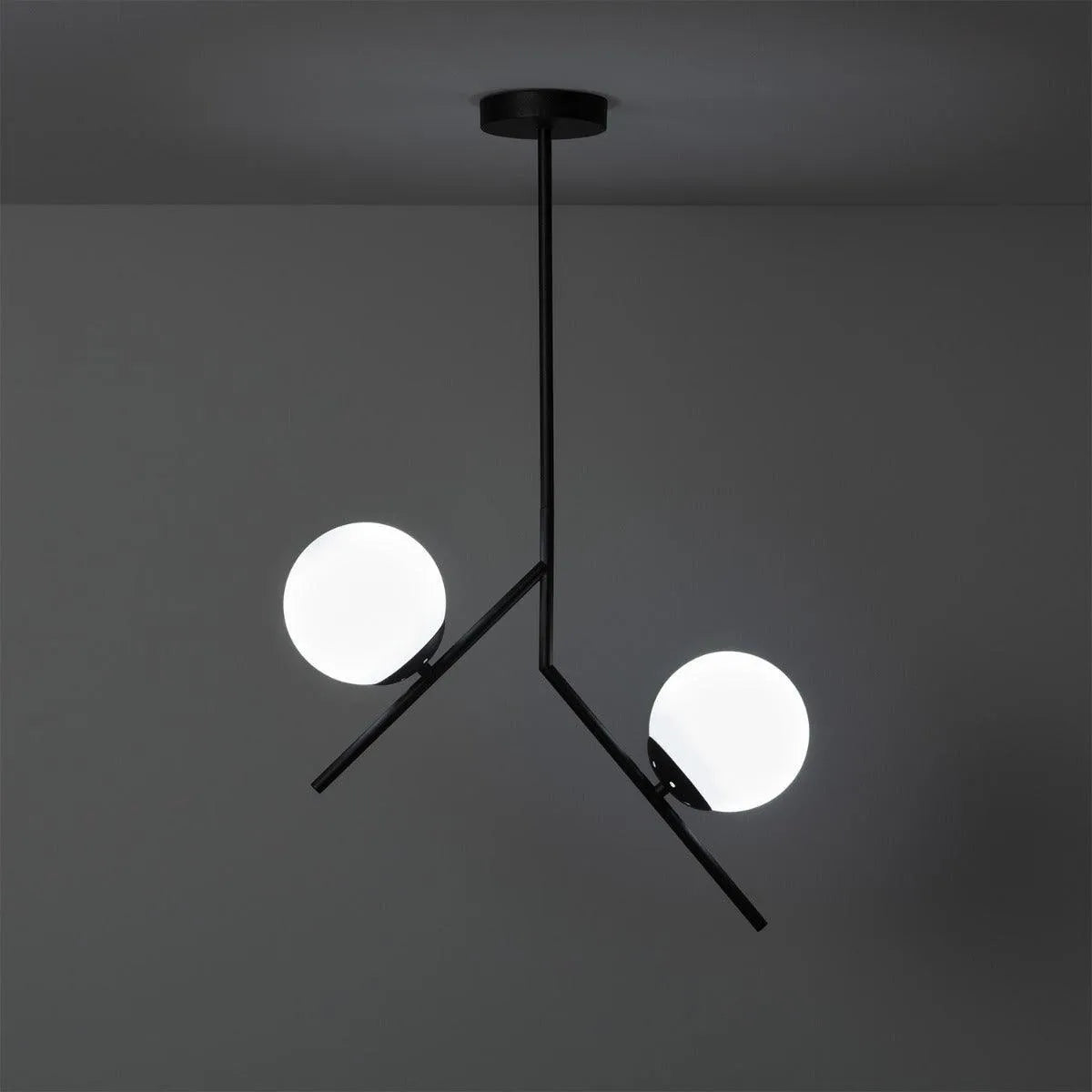 Hanglamp metaal zwart opaal glas design e14 fitting