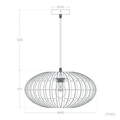 Hanglamp hout modern e27 fitting rond 400mm