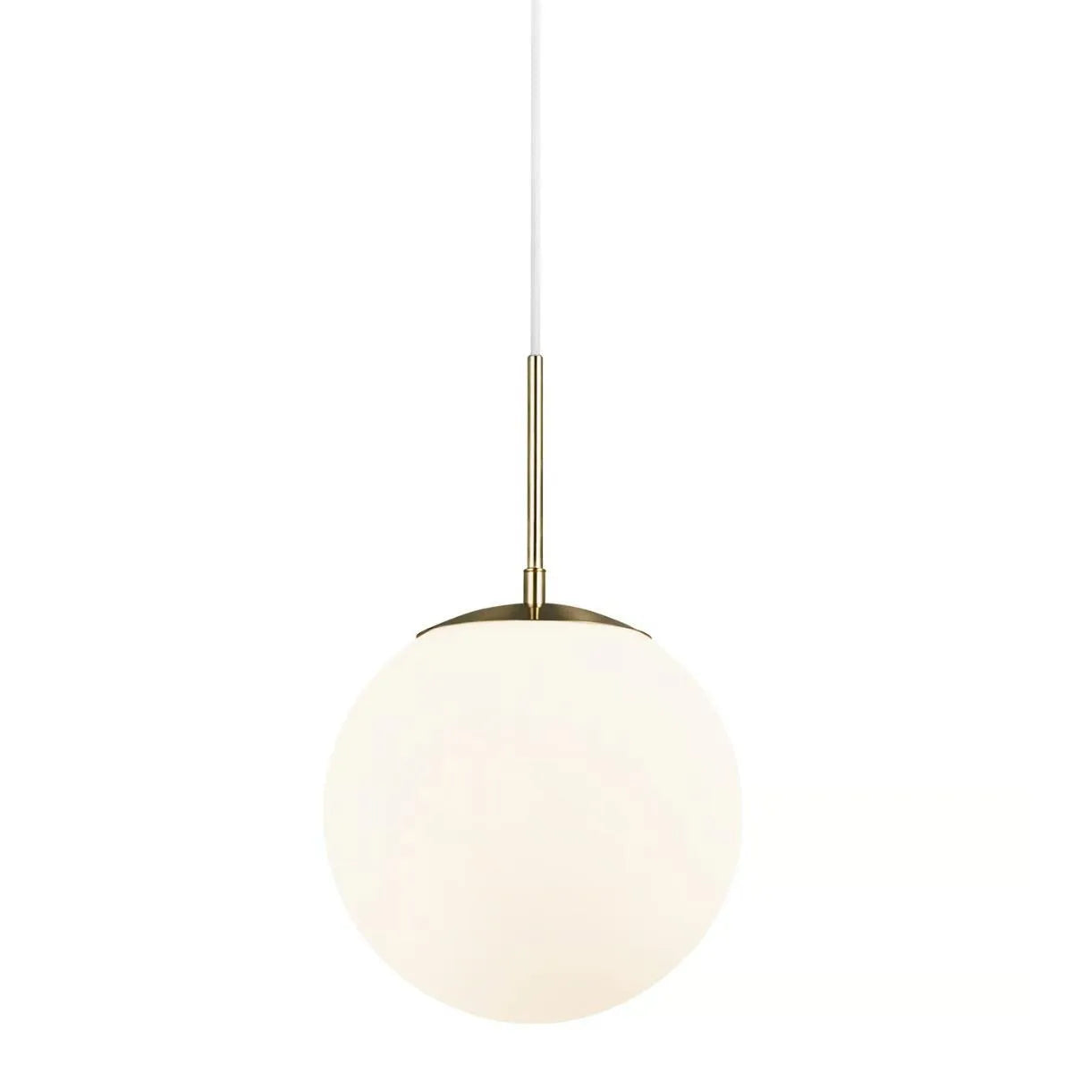 Hanglamp messing & opaalglas rond E27 fitting 'Grant' 25cm - FOIR