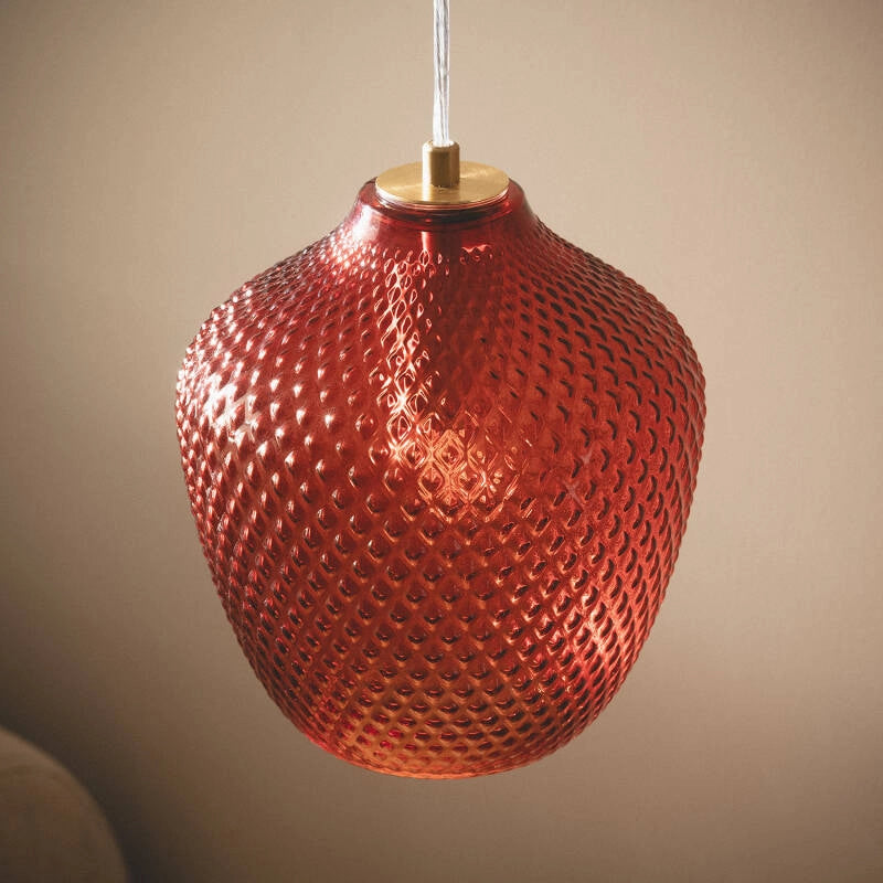 Hanglamp Rood Glas E27 rond 20 cm