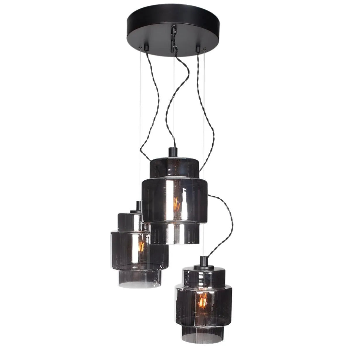 Hanglamp rookglas e27 fitting modern rond led lamp