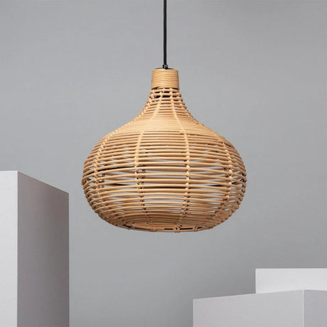 hanglamp hout e27 fitting gevlochten led lamp modern
