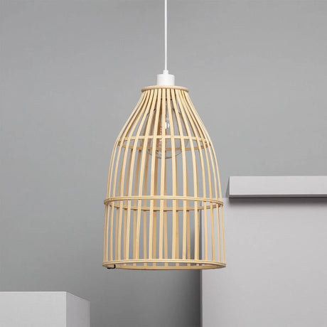 Hanglamp gevlochten rotan 'Zuni' e27 fitting bruin wit hanglamp 30 cm - FOIR
