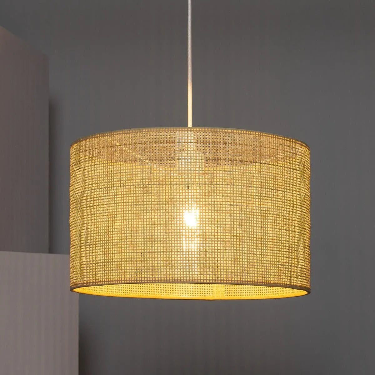Hanglamp rotan 'Bara' e27 fitting modern design gevlochten 400mm - FOIR