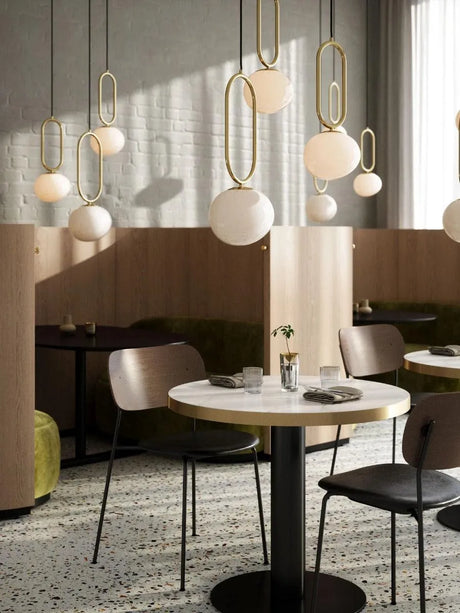 Hanglamp messing shapes Nordlux opaal messing