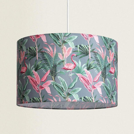Flamingo hanglamp grijs stoffen kap e27 fitting design 