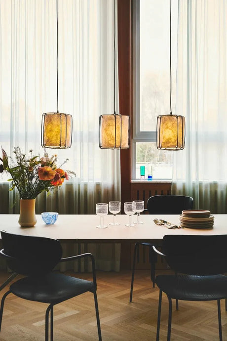Brede hanglamp eettafel met 3 papieren kappen met E27 fittingen Nordlux Cardine - FOIR