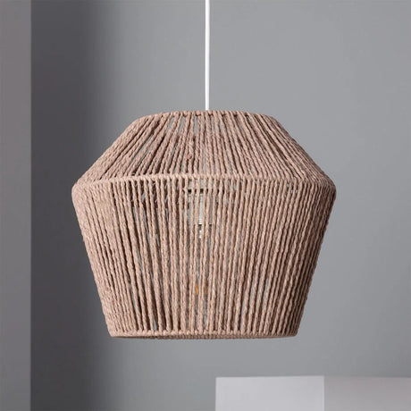 Bruine hanglamp touw met e27 fitting gevlochten bruin 