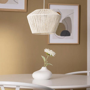 Hagnlamp wit touw gevlochten e27 fitting