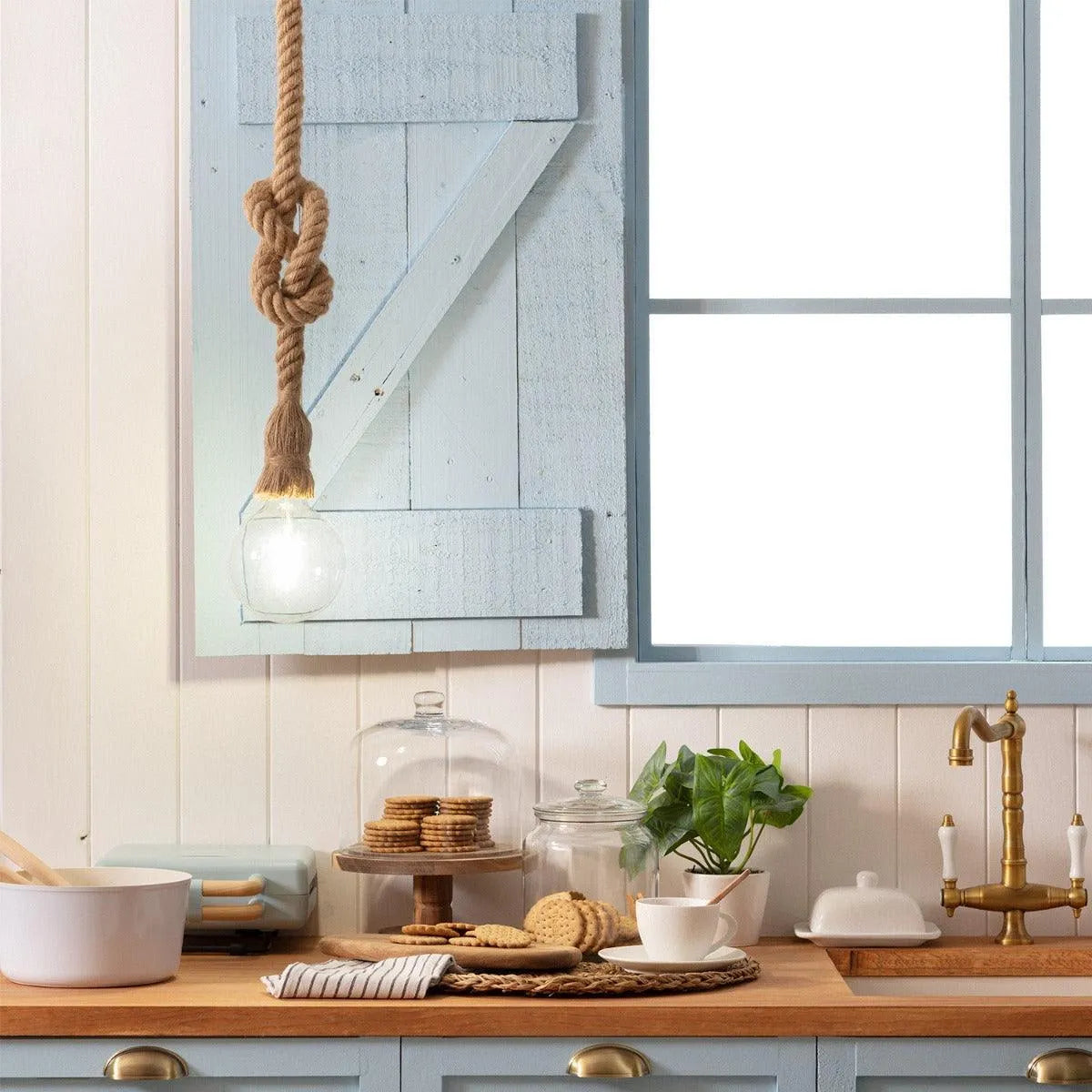 Scheepstouwlamp hanglamp 'Poseidon' touwlamp E27 150cm - FOIR