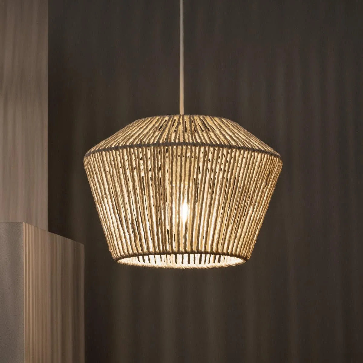 Hanglamp touw gevlochten led lamp groot rond