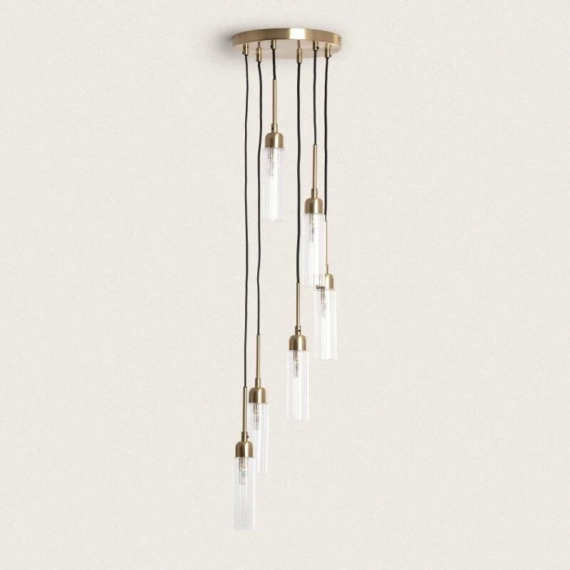 Hanglamp goud rond 6x G9 Glas rond 25 cm
