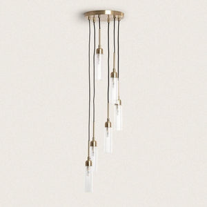 Hanglamp goud rond 6x G9 Glas rond 25 cm