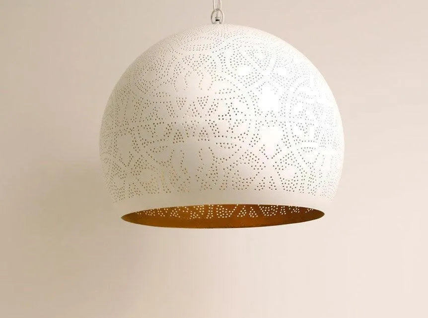 Oosterse Hanglamp modern E27 fitting wit bladgoud modern 