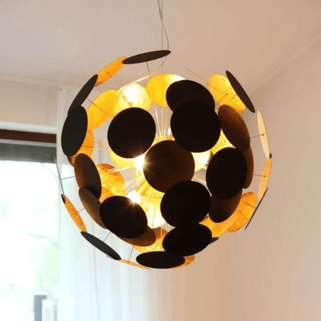 Hanglamp zwart 'Planet XL' By Rydens goud 6x e14 fitting 66 cm - FOIR