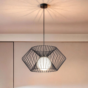 Kooi hanglamp zwart wit met opaalglazen bol met E27 fitting 'Colette'