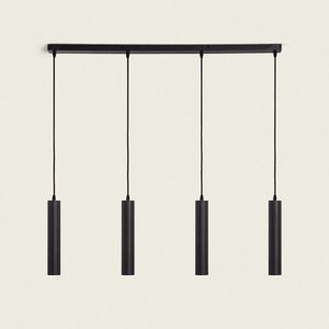 Hanglamp eettafel metaal zwart 4 spots