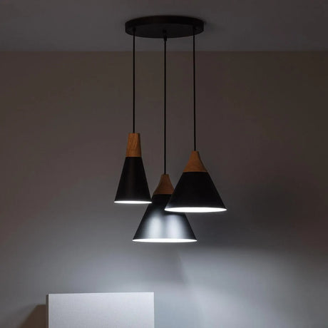 Hanglamp set modern 'Dust' zwart hout modern E27 fitting modern 50 cm - FOIR