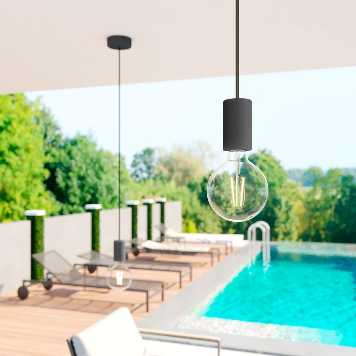 Hanglamp buiten zwart 1.5m kabel E27 IP65