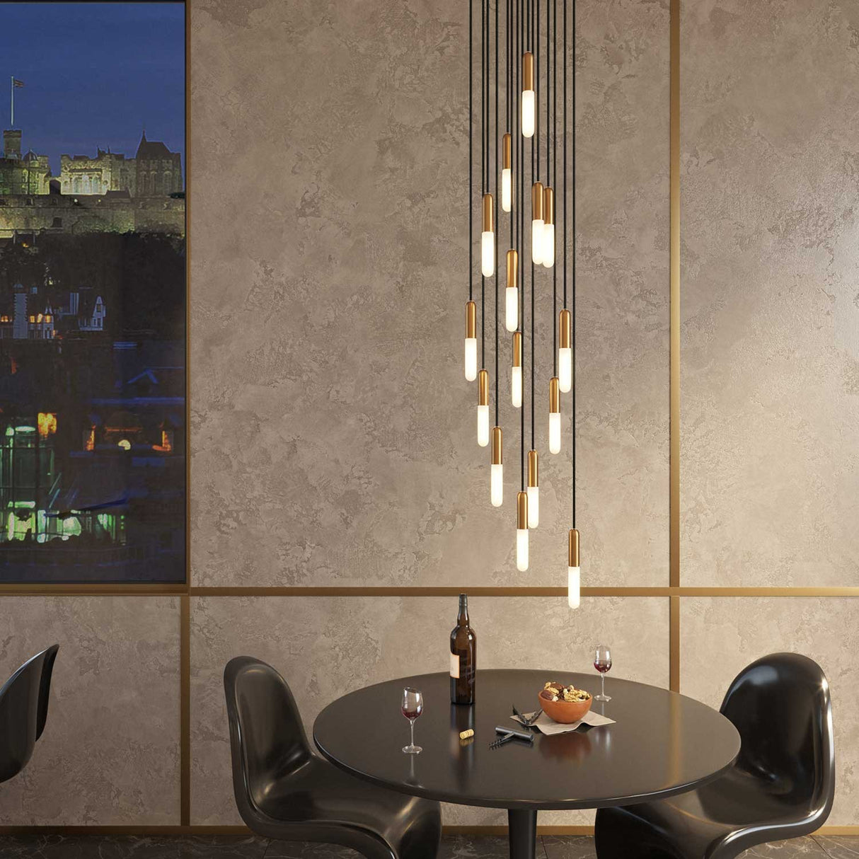 Hanglamp trapgat 15x E14 met led lamp 180cm