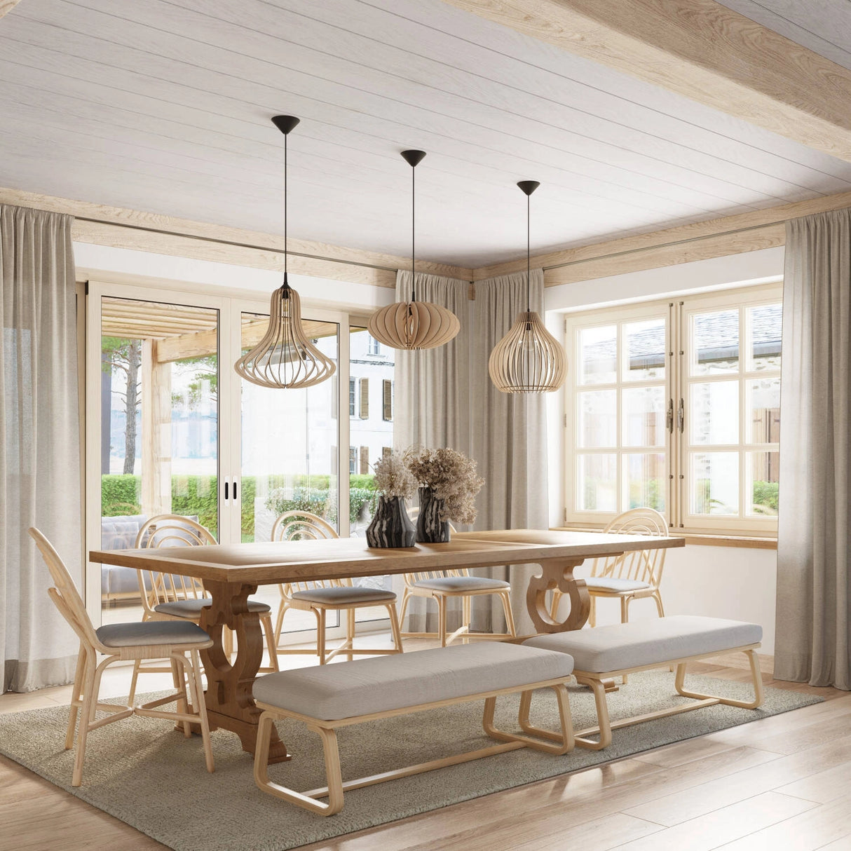 Hanglamp hout e27 Iza fitting 30 cm