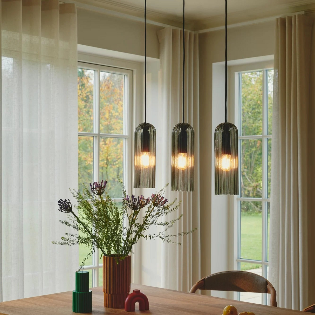 Hanglamp eettafel Glas e27 Zwart Miella