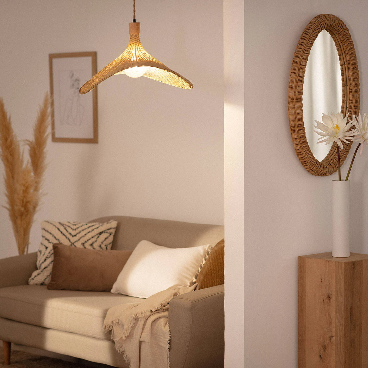 Hanglamp Rotan led lamp Katma 52 cm
