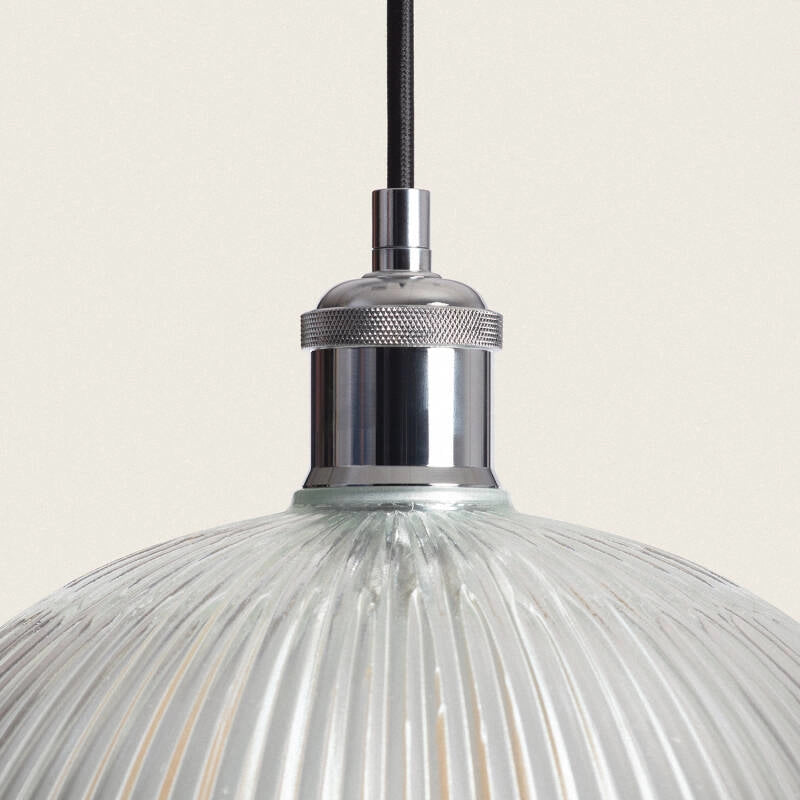 Hanglamp Glas ribbel e27 fitting 30 cm