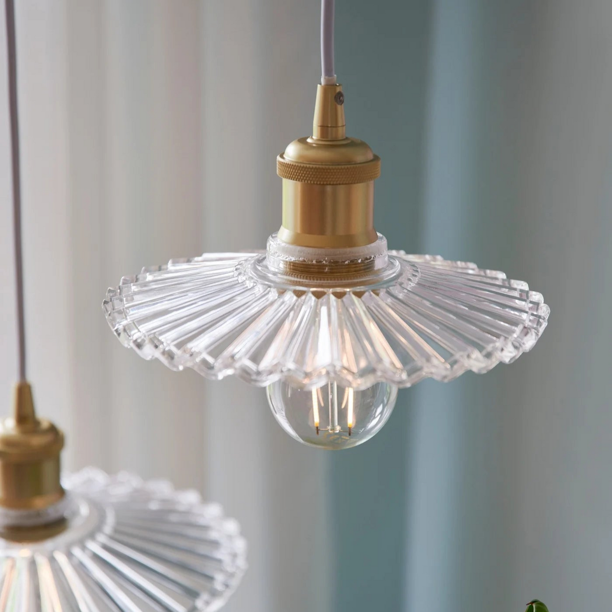 Hanglamp glas Torino E27 Ribbel 24 cm Retro