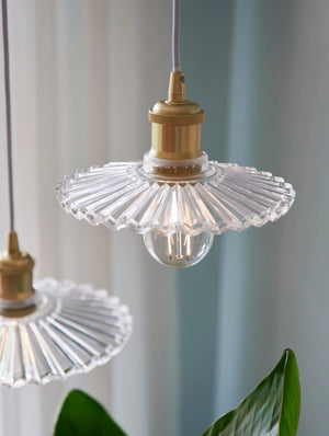 Hanglamp glas Torino E27 Ribbel 24 cm Retro