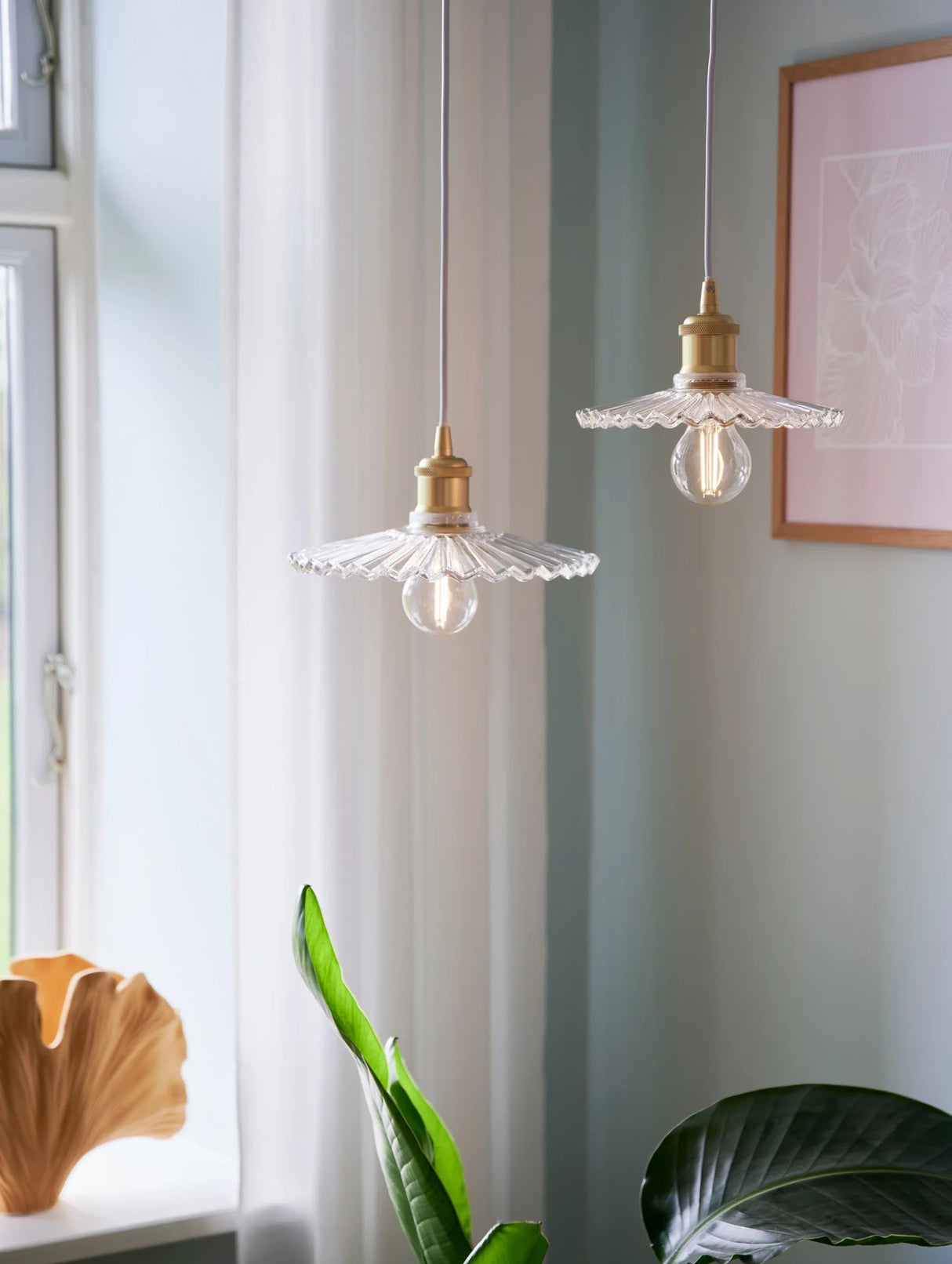 Hanglamp glas Torino E27 Ribbel 24 cm Retro