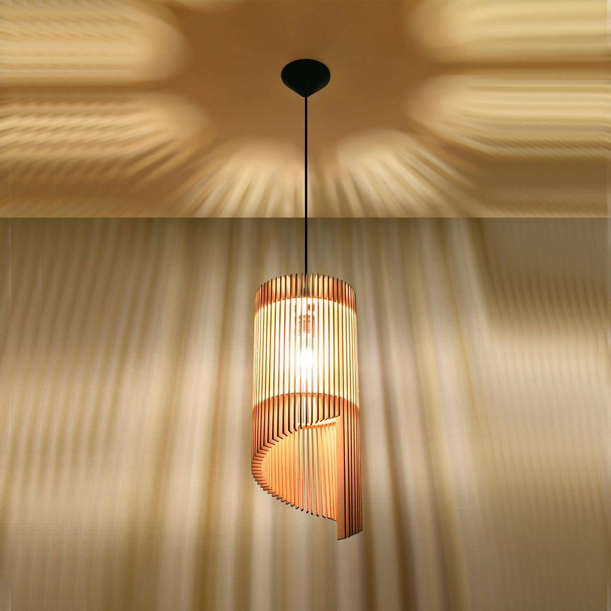 Hanglamp hout e27 fitting led lamp 21 cm
