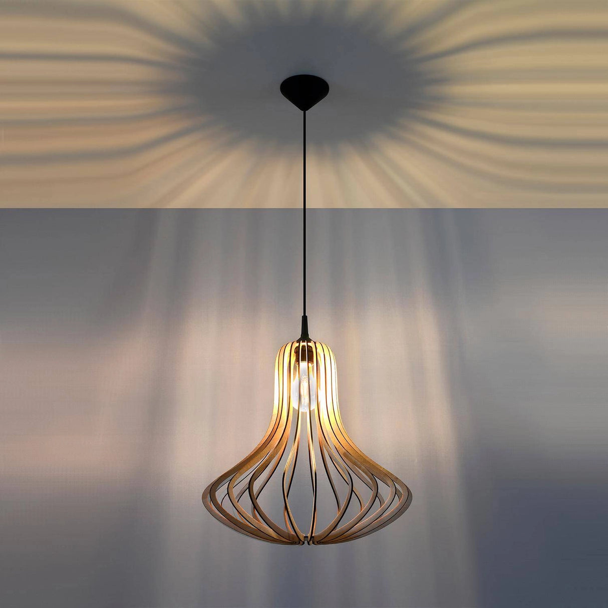 Hanglamp hout e27 Iza fitting 30 cm