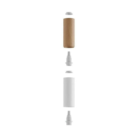Hanglamp spot E14 fitting losse kap hout titanium-Wit - FOIR