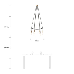 Kroonluchter modern 6x E14 fitting 63 cm met led lampen