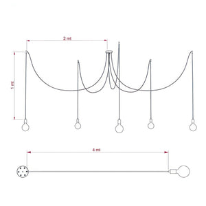 Hanglamp 5 losse fitting Spider E27 set